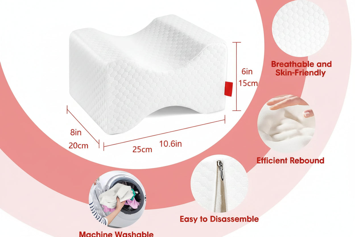 Leg Pillow,Side Pillow,Memory Foam Knee Pillow with Side Sleeping Belt,Leg Knee Pillow with Removable and Washable Cover