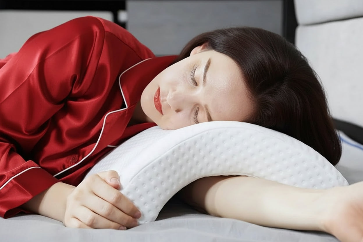 1Pc Sleeping Pillow Couple Pillow Arm Pillow Slow Rebound Pressure Cuddle Pillow Memory Foam Travel Arched Shaped U Pillow