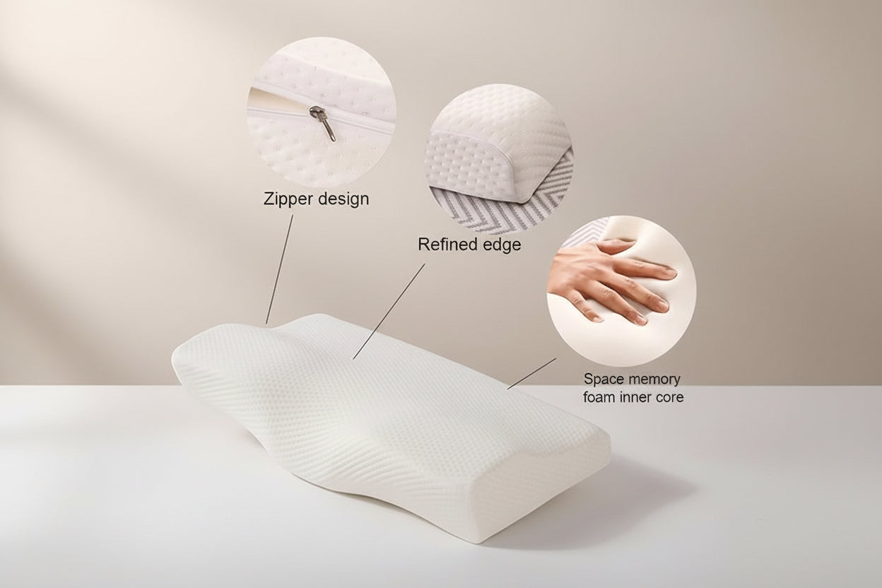 Butterfly Memory Pillow, Suitable for Side Sleepers, Orthopedic Neck Sleep Pillow, Ideal for Side Lying and Back Support.