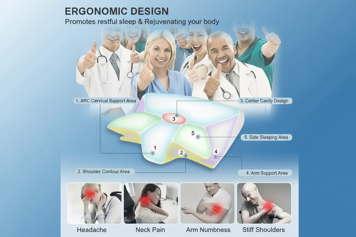 Butterfly Sleep Memory Neck Massage Pillow Slow Rebound Memory Foam Sleep Pillow Cervical Orthopedic Pain Relif Ergonomic Pillow